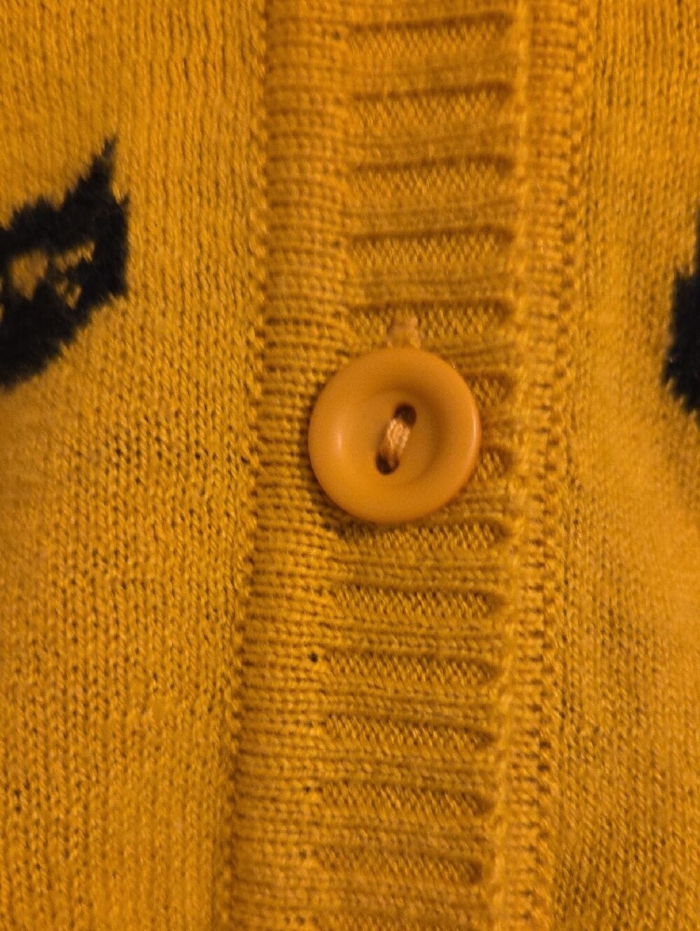 Yemak Yellow Cat Pattern Button-Up Cardigan - Picture 4 of 4
